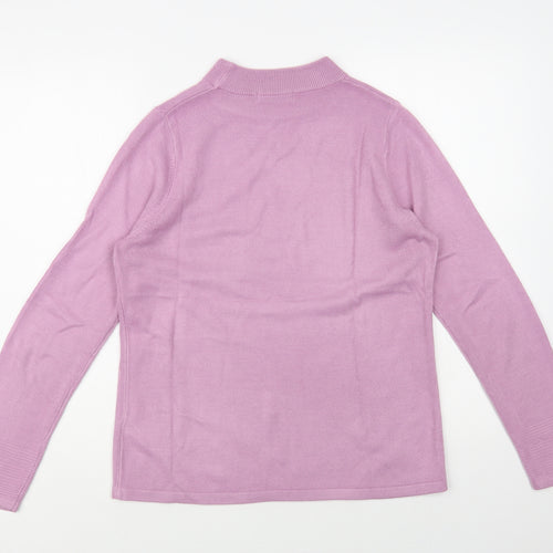 Marks and Spencer Womens Purple Mock Neck Acrylic Pullover Jumper Size 10