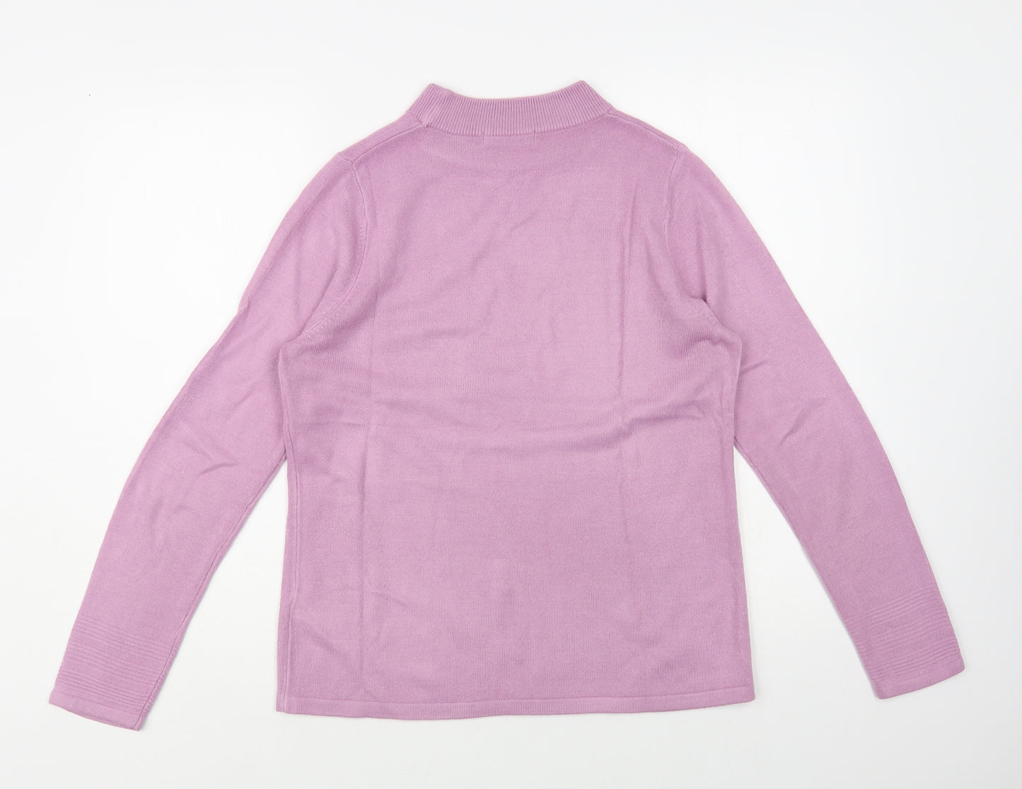 Marks and Spencer Womens Purple Mock Neck Acrylic Pullover Jumper Size 10