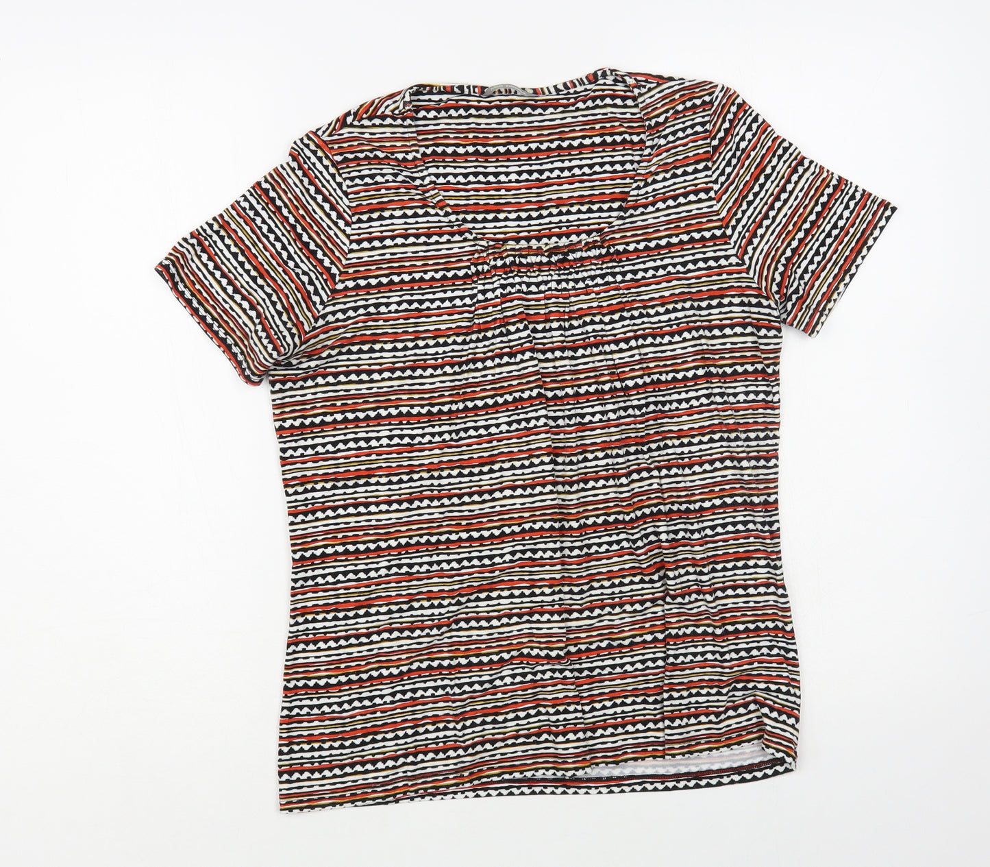 Marks and Spencer Womens Multicoloured Striped Viscose Basic T-Shirt Size 8 Scoop Neck