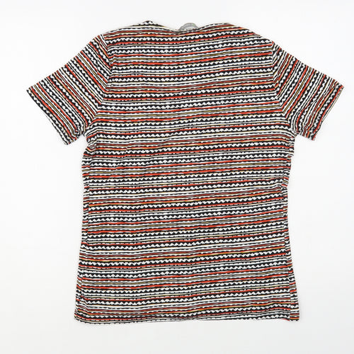 Marks and Spencer Womens Multicoloured Striped Viscose Basic T-Shirt Size 8 Scoop Neck