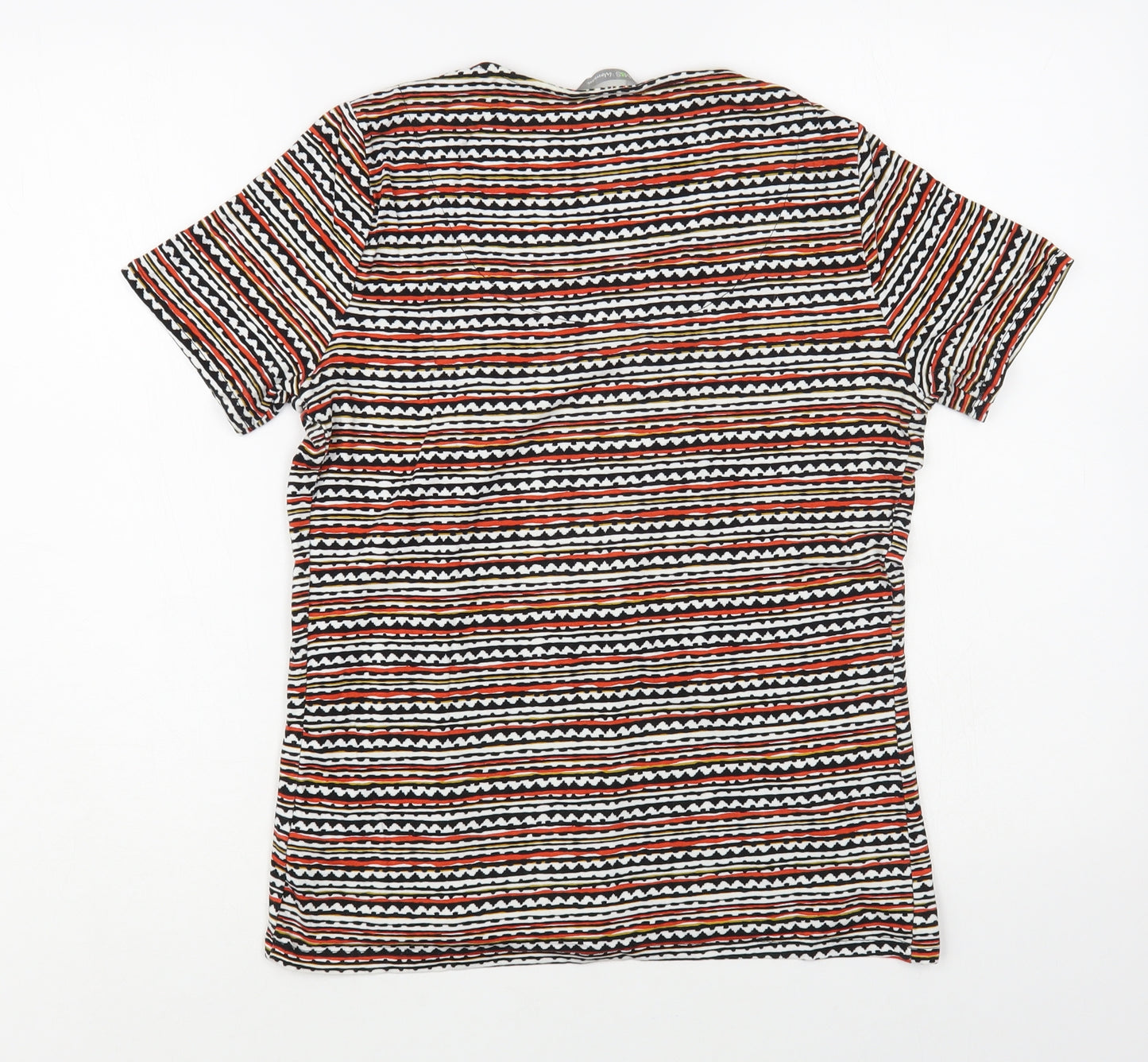 Marks and Spencer Womens Multicoloured Striped Viscose Basic T-Shirt Size 8 Scoop Neck
