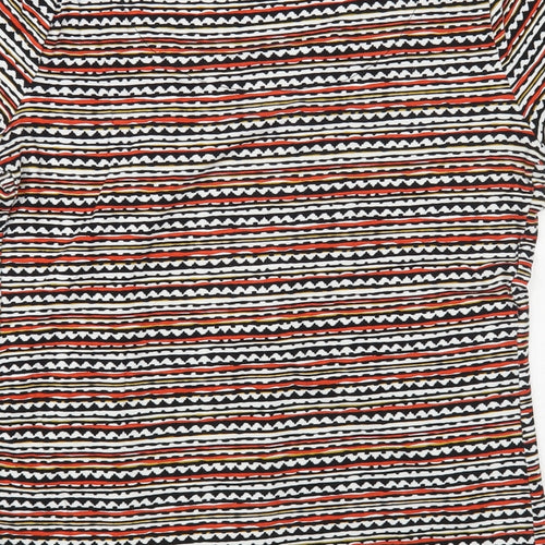 Marks and Spencer Womens Multicoloured Striped Viscose Basic T-Shirt Size 8 Scoop Neck