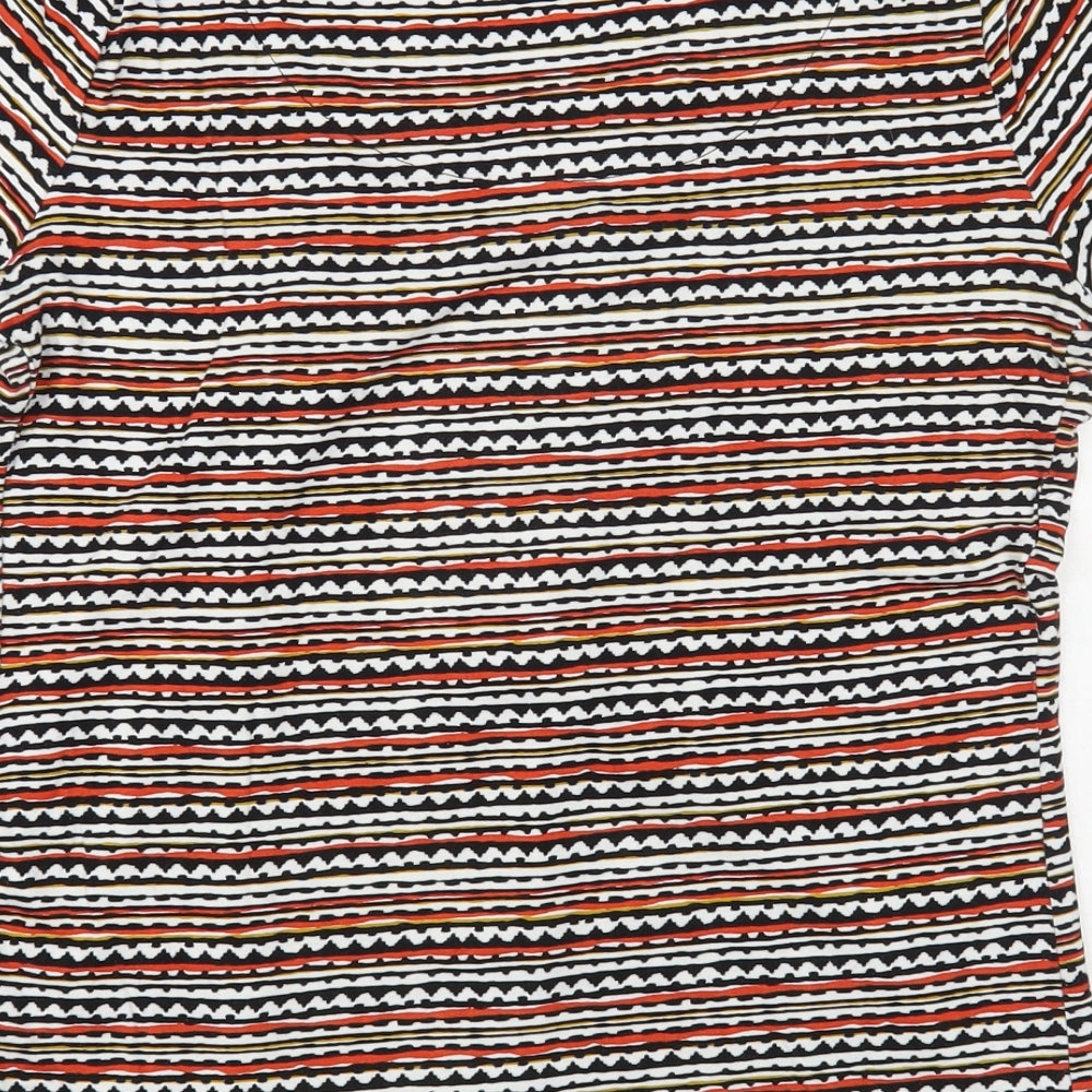 Marks and Spencer Womens Multicoloured Striped Viscose Basic T-Shirt Size 8 Scoop Neck