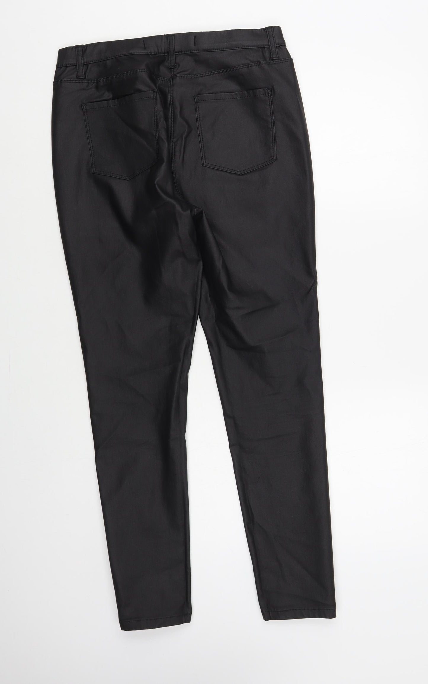 NEXT Womens Black Viscose Jegging Leggings Size 14 L29 in - PU Coated