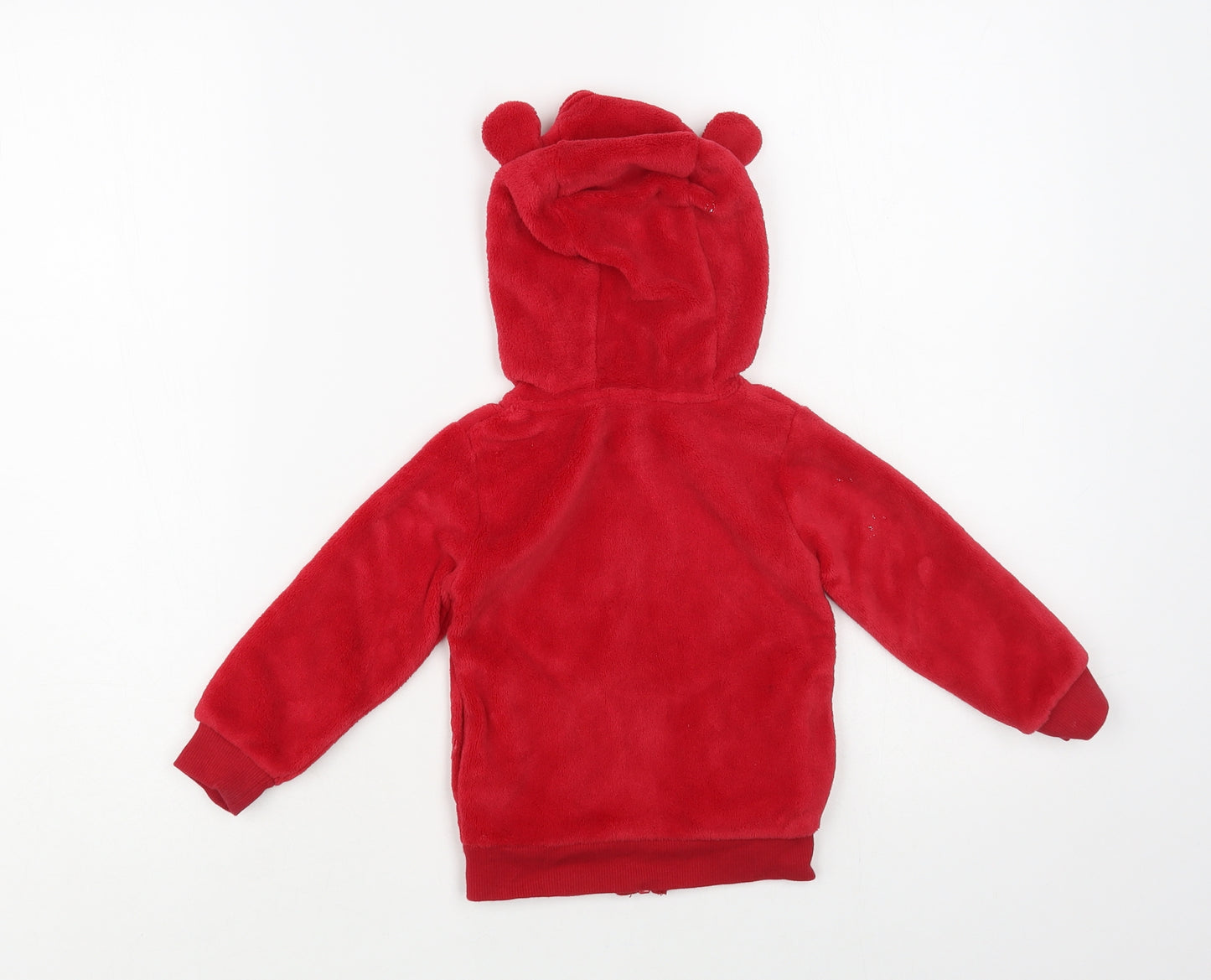 Dunnes Stores Baby Red Polyester Full Zip Jumper Size 12-18 Months Zip - Bear Hood
