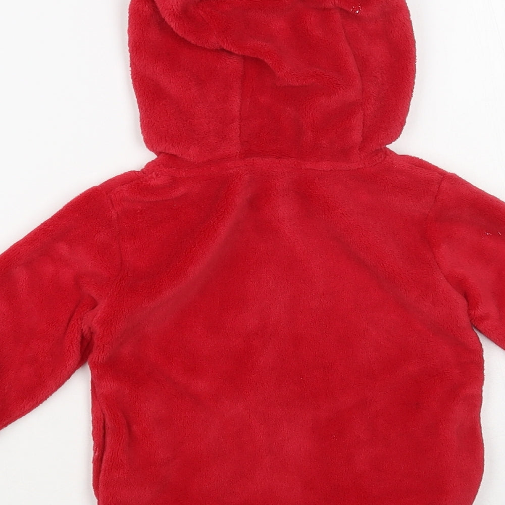 Dunnes Stores Baby Red Polyester Full Zip Jumper Size 12-18 Months Zip - Bear Hood