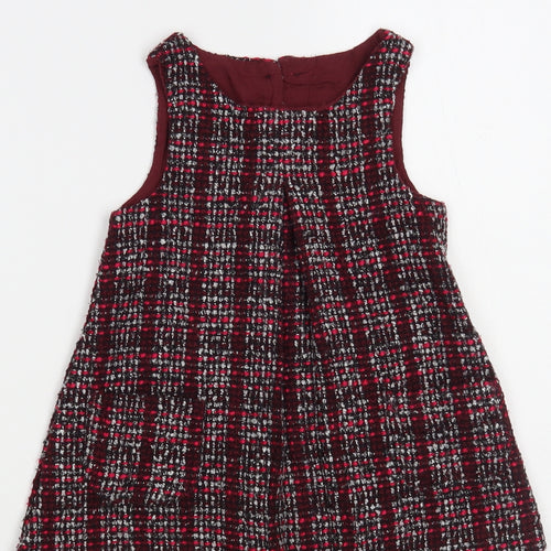 Dunnes Stores Baby Purple Plaid Polyester A-Line Size 12-18 Months Round Neck Button