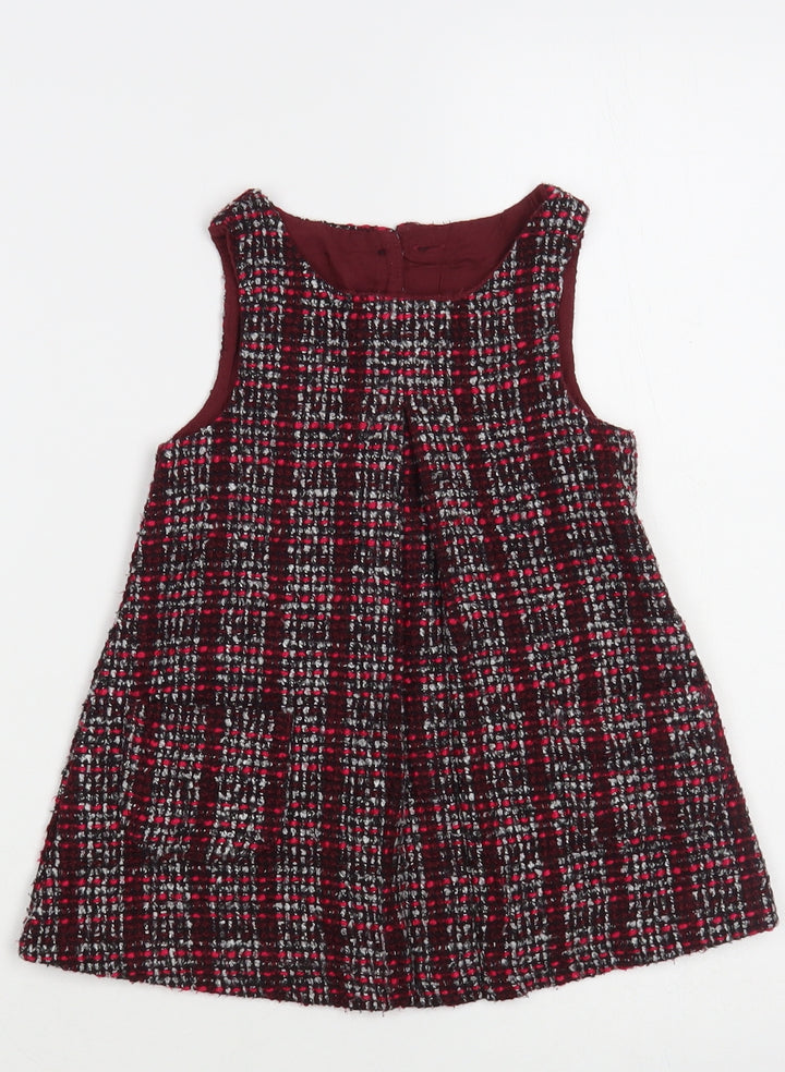 Dunnes Stores Baby Purple Plaid Polyester A-Line Size 12-18 Months Round Neck Button