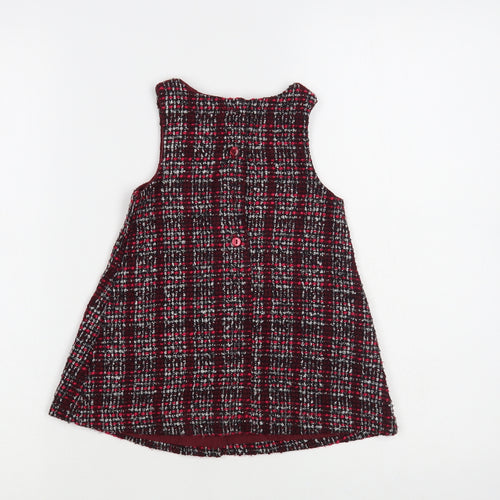 Dunnes Stores Baby Purple Plaid Polyester A-Line Size 12-18 Months Round Neck Button