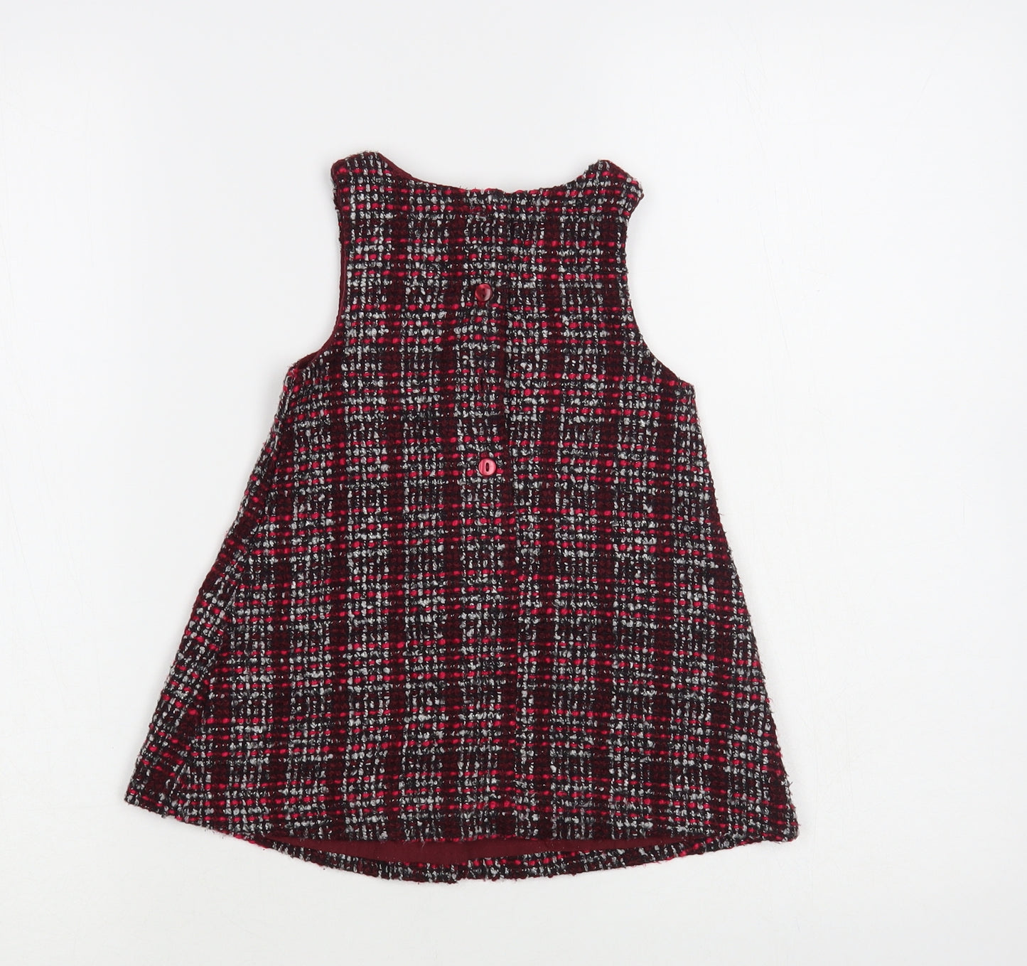 Dunnes Stores Baby Purple Plaid Polyester A-Line Size 12-18 Months Round Neck Button