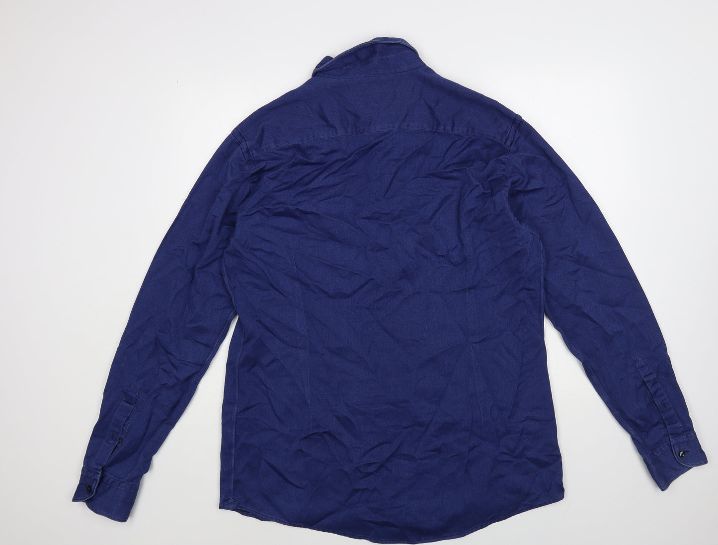 Eton Mens Blue Cotton Button-Up Size 2XL Collared Button