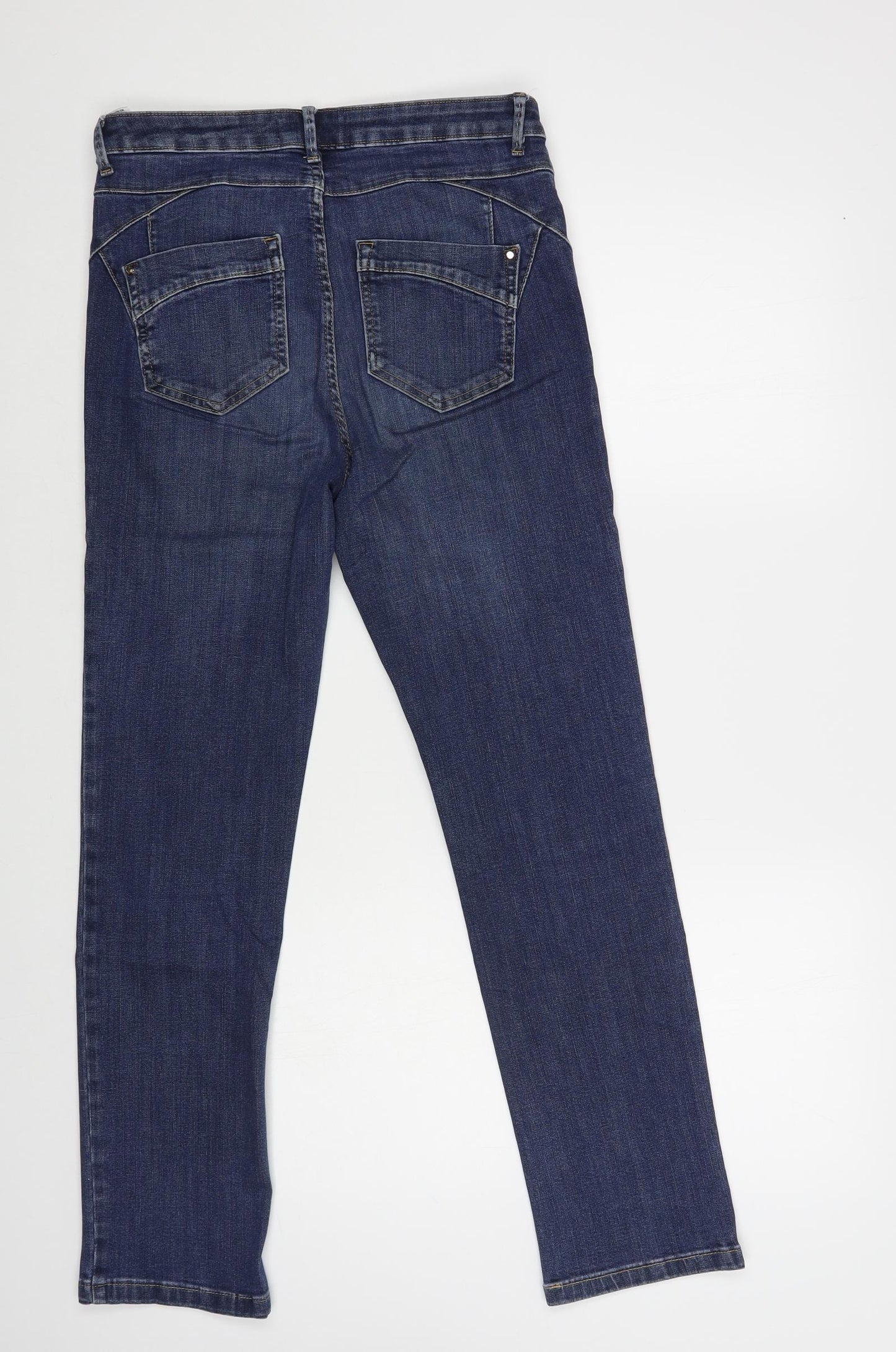 Marks and Spencer Womens Blue Cotton Straight Jeans Size 10 L29 in Regular Button