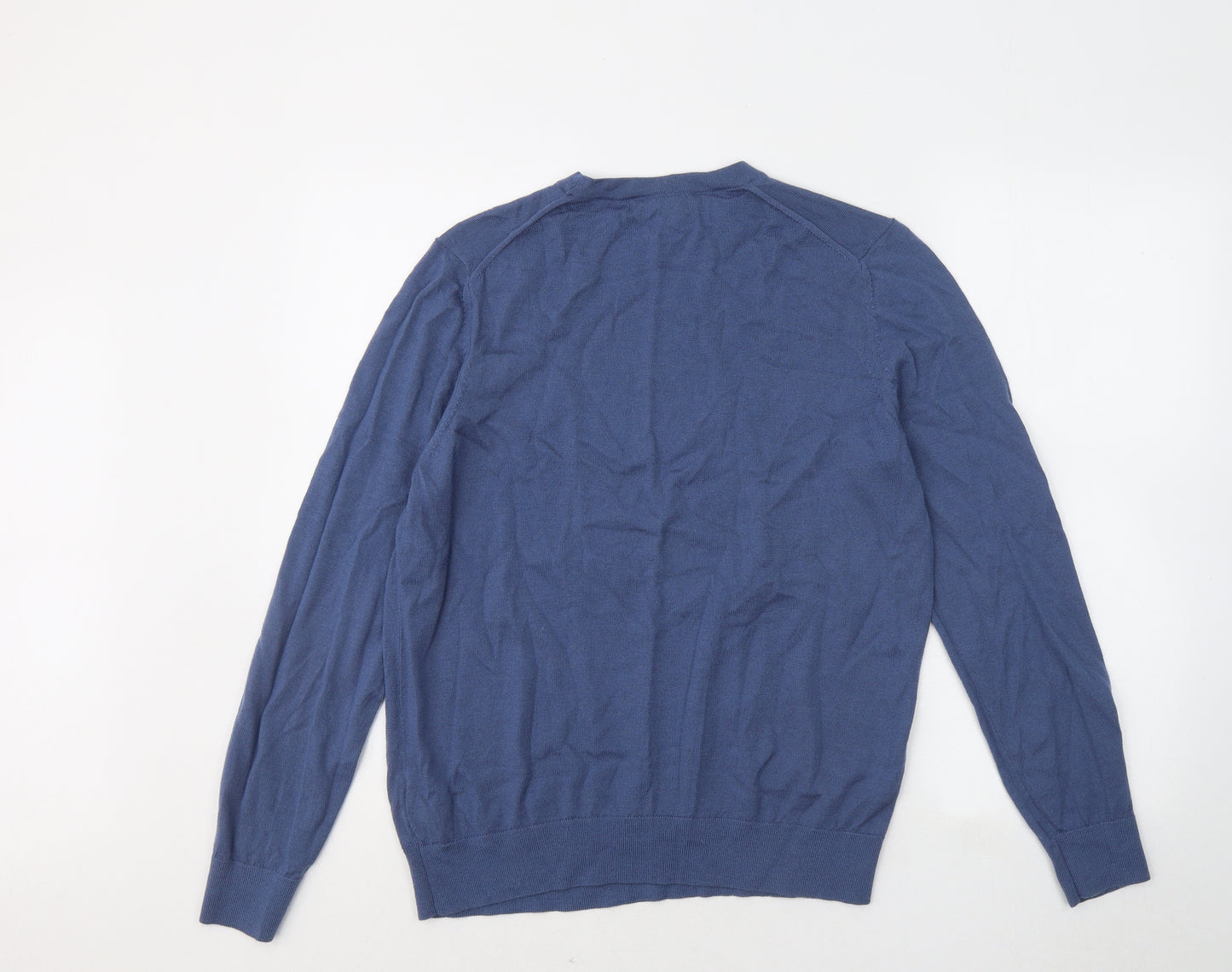Marks and Spencer Womens Blue Round Neck Wool Pullover Jumper Size 14