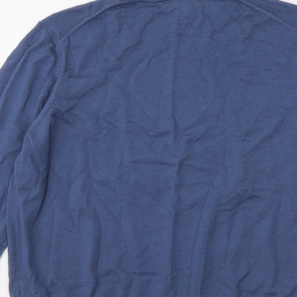 Marks and Spencer Womens Blue Round Neck Wool Pullover Jumper Size 14