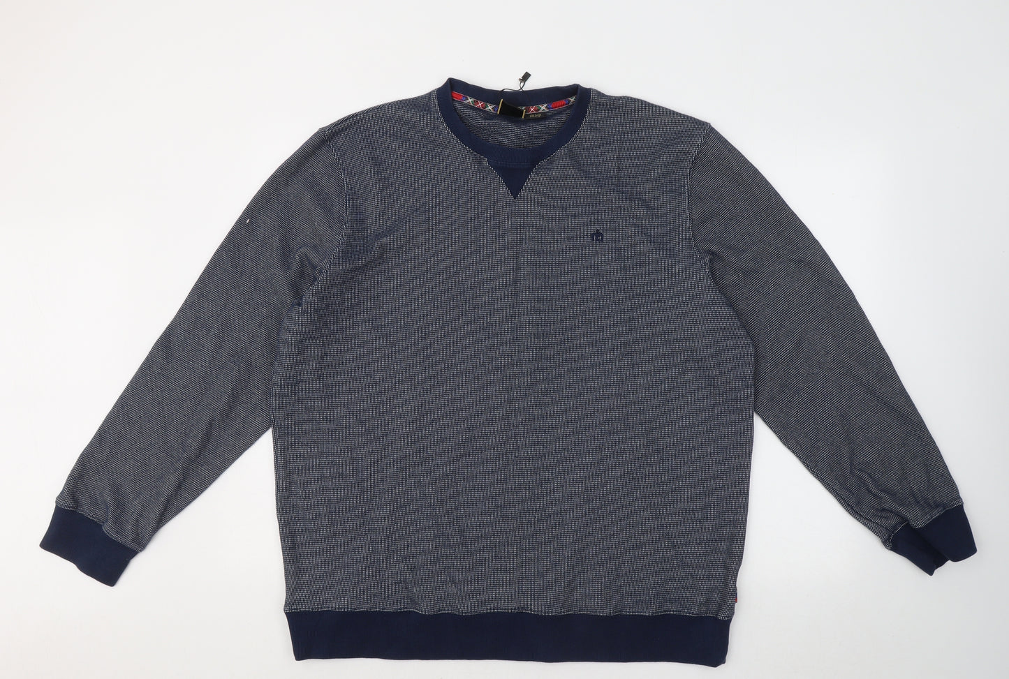 Merc London Mens Blue Round Neck Cotton Pullover Jumper Size 2XL