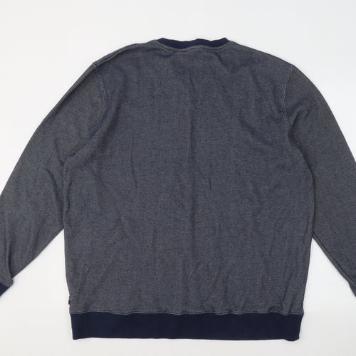 Merc London Mens Blue Round Neck Cotton Pullover Jumper Size 2XL