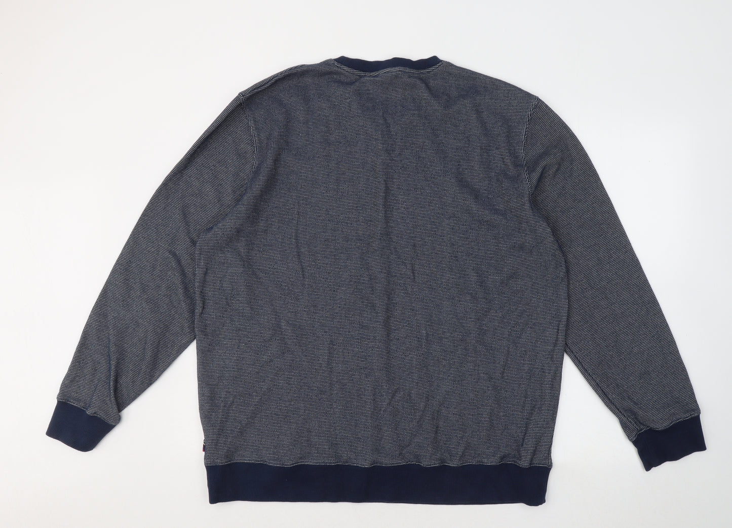 Merc London Mens Blue Round Neck Cotton Pullover Jumper Size 2XL