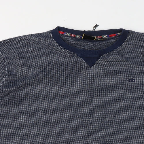 Merc London Mens Blue Round Neck Cotton Pullover Jumper Size 2XL