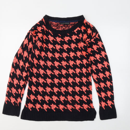 Atmosphere Womens Orange Round Neck Geometric Acrylic Pullover Jumper Size 6