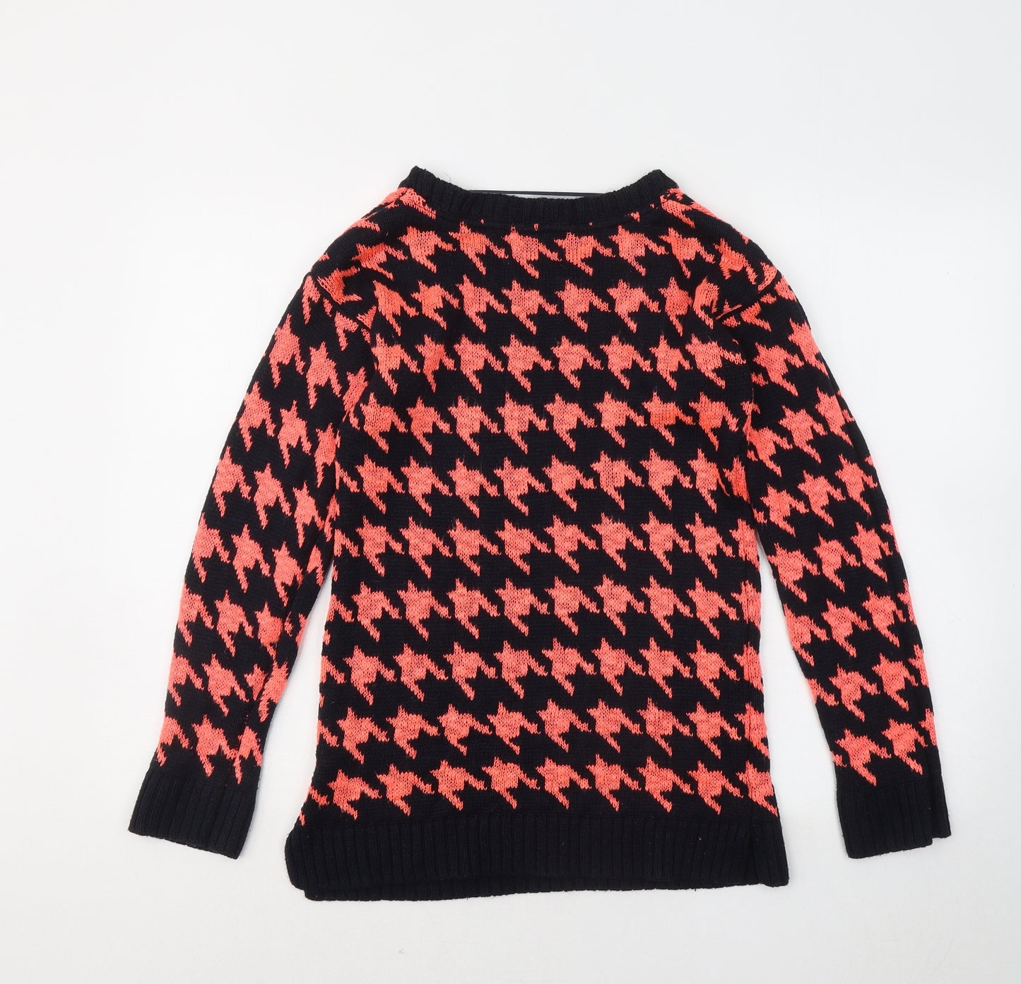 Atmosphere Womens Orange Round Neck Geometric Acrylic Pullover Jumper Size 6