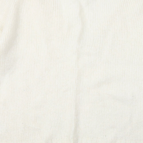 H&M Womens Ivory V-Neck Acrylic Pullover Jumper Size M