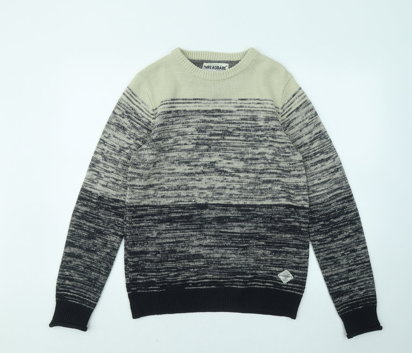 Threadbare Mens Black Round Neck Acrylic Pullover Jumper Size S