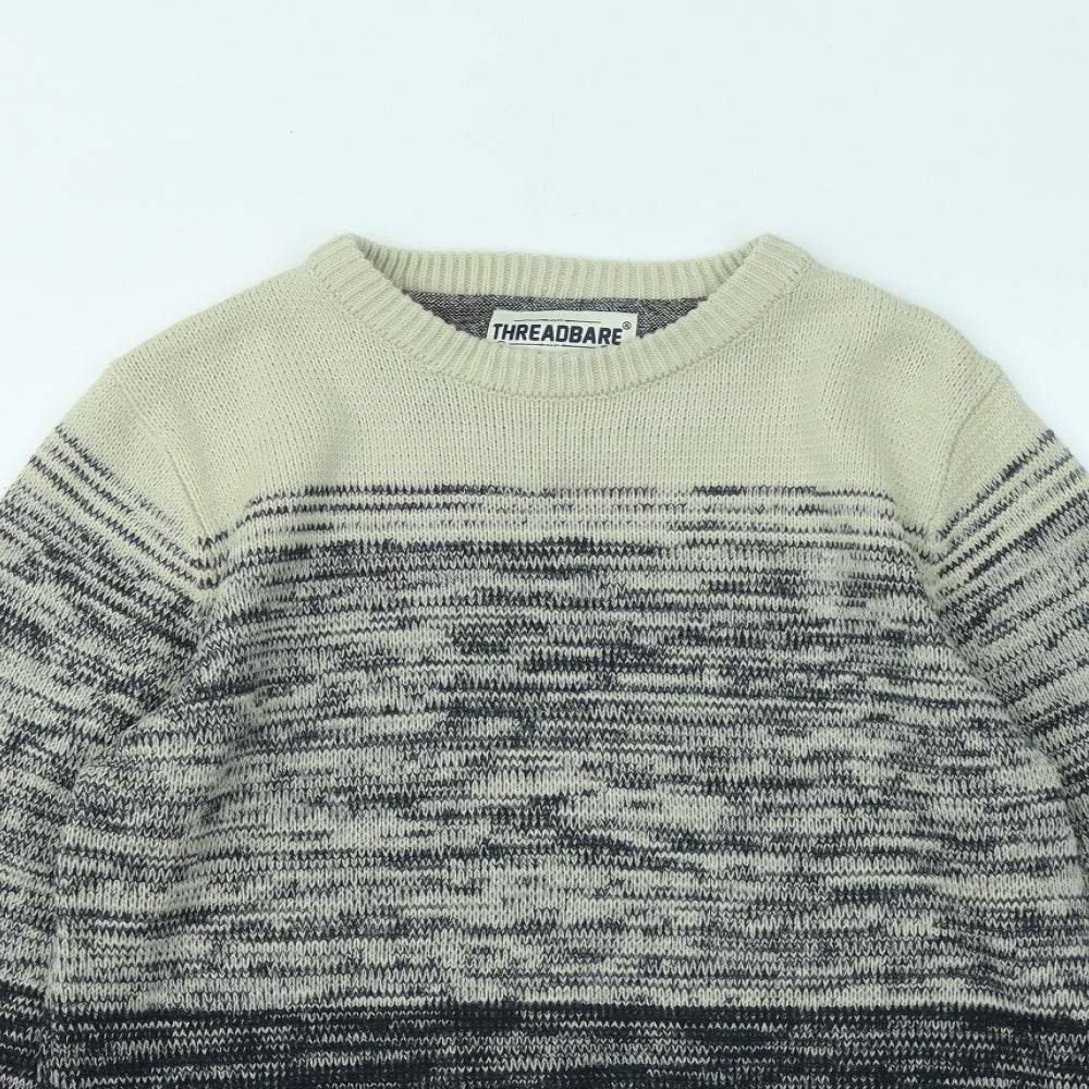 Threadbare Mens Black Round Neck Acrylic Pullover Jumper Size S