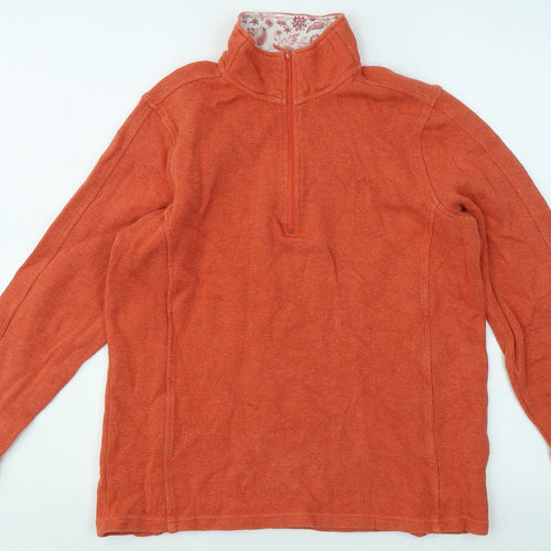 Orvis Womens Orange High Neck Cotton Pullover Jumper Size S