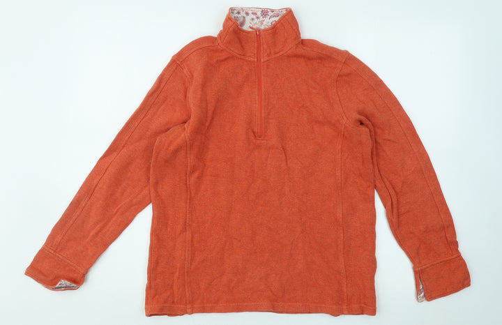 Orvis Womens Orange High Neck Cotton Pullover Jumper Size S