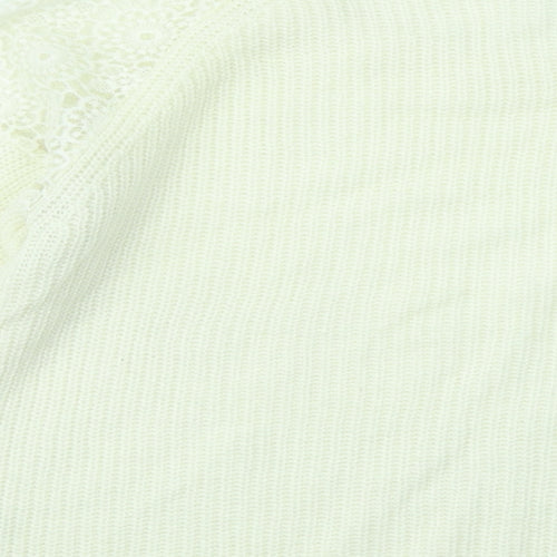 Dorothy Perkins Womens Ivory Round Neck Floral Acrylic Pullover Jumper Size 12