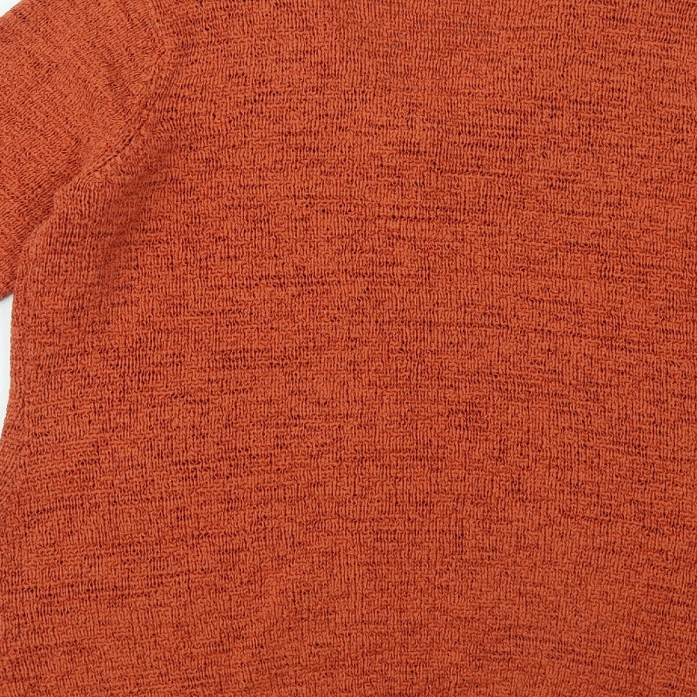 Lucy & Laurel Womens Orange V-Neck Cotton Pullover Jumper Size 18