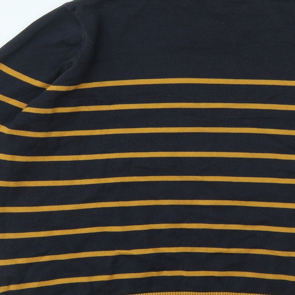 Marks and Spencer Womens Blue Round Neck Striped Acrylic Pullover Jumper Size 20 - Bow