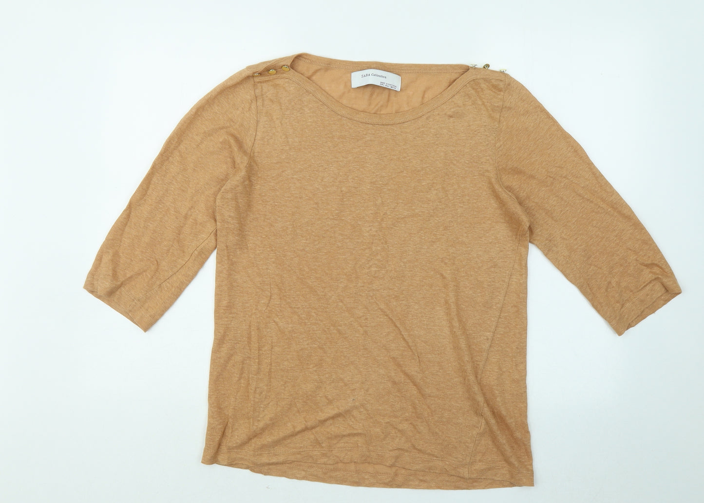 Zara Womens Beige Round Neck Acrylic Pullover Jumper Size L