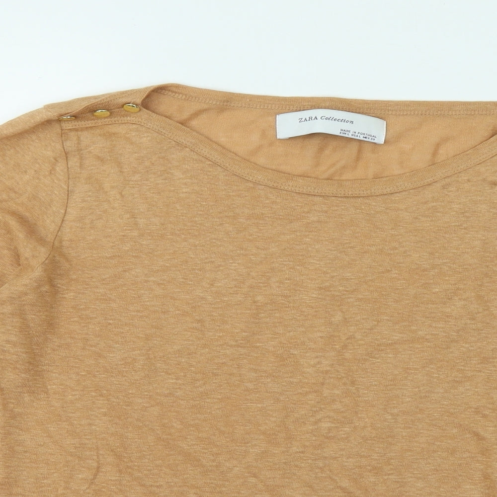 Zara Womens Beige Round Neck Acrylic Pullover Jumper Size L