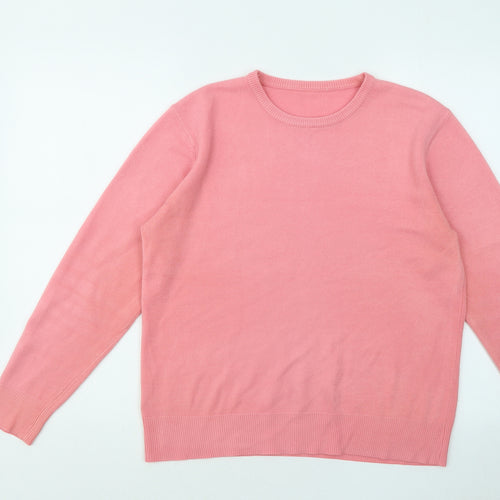 Isabelle Womens Pink Round Neck Acrylic Pullover Jumper Size M
