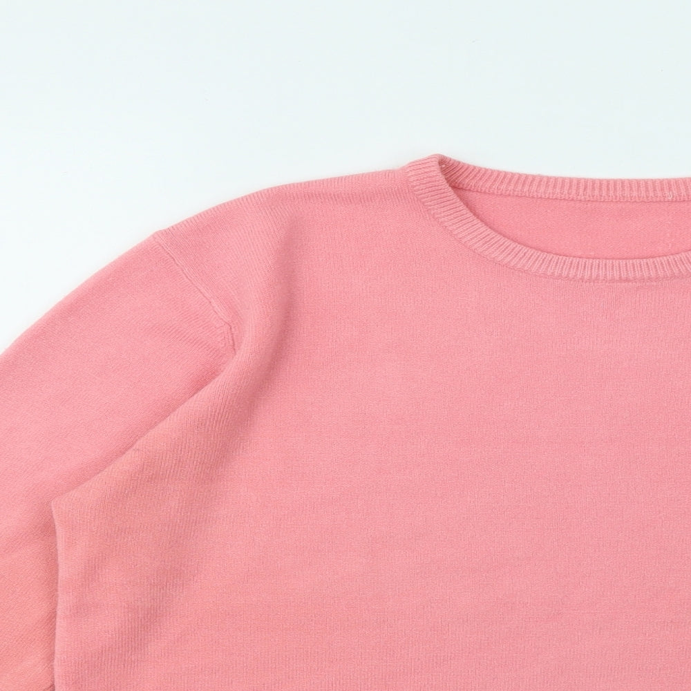 Isabelle Womens Pink Round Neck Acrylic Pullover Jumper Size M