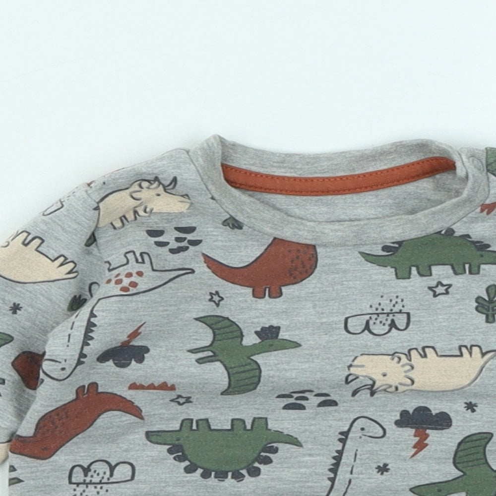 Matalan Boys Grey Geometric Cotton Pullover Jumper Size 6-9 Months - Dinosaurs