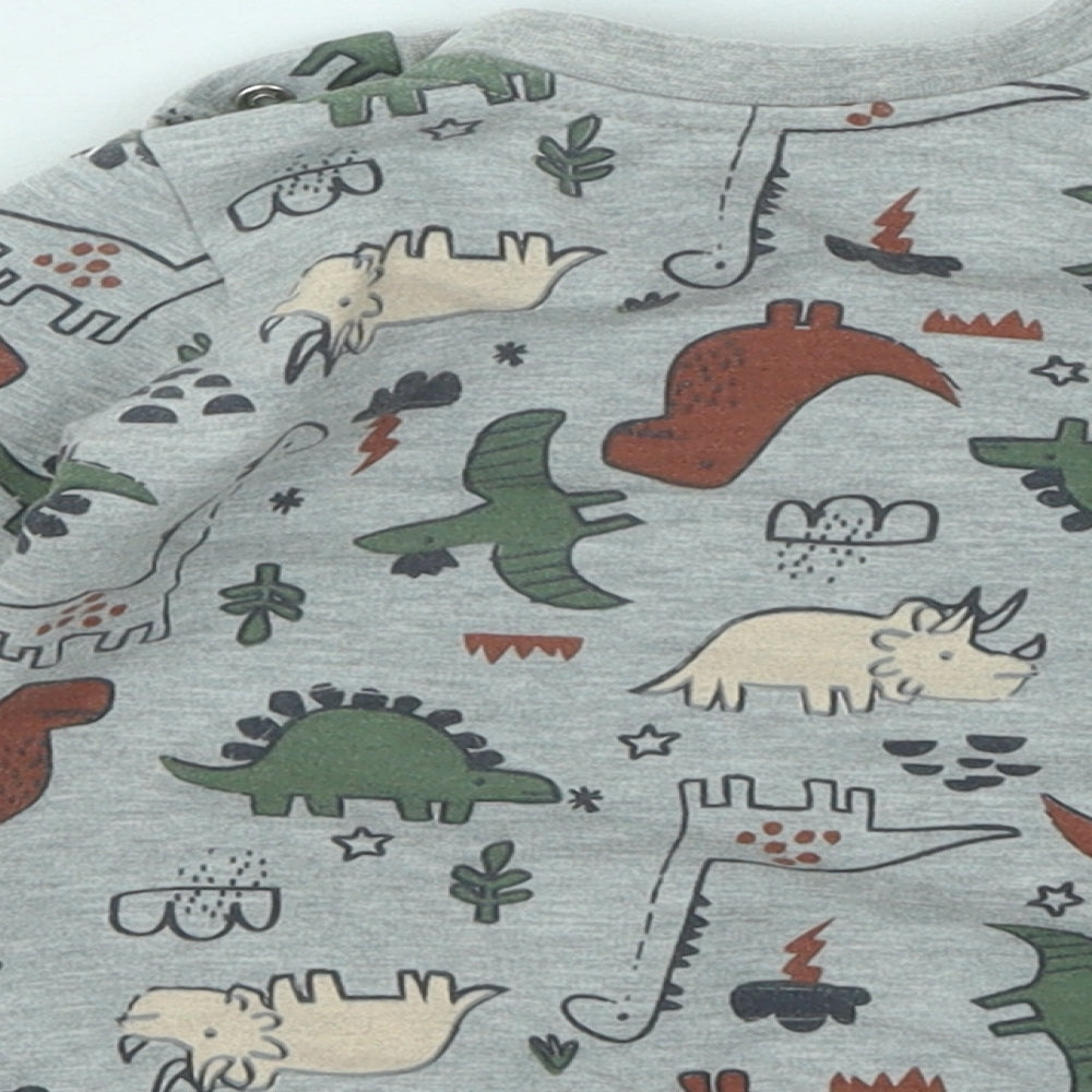 Matalan Boys Grey Geometric Cotton Pullover Jumper Size 6-9 Months - Dinosaurs