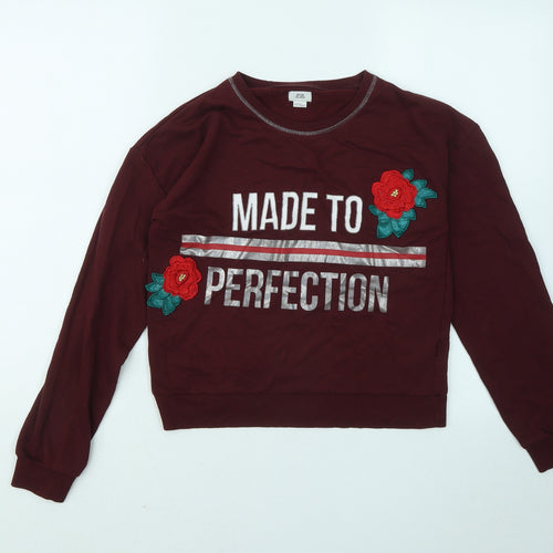 River Island Girls Purple Viscose Pullover Sweatshirt Size 11-12 Years - Made To Perfection