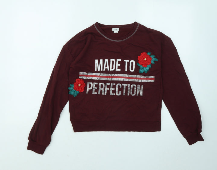 River Island Girls Purple Viscose Pullover Sweatshirt Size 11-12 Years - Made To Perfection