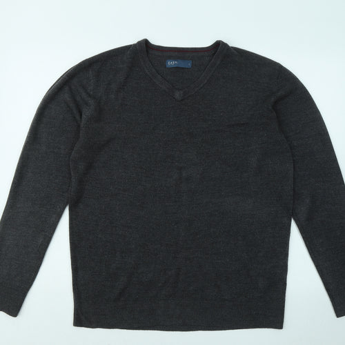 Easy Mens Grey Collared Acrylic Pullover Jumper Size L