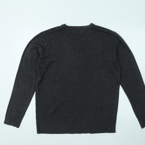 Easy Mens Grey Collared Acrylic Pullover Jumper Size L