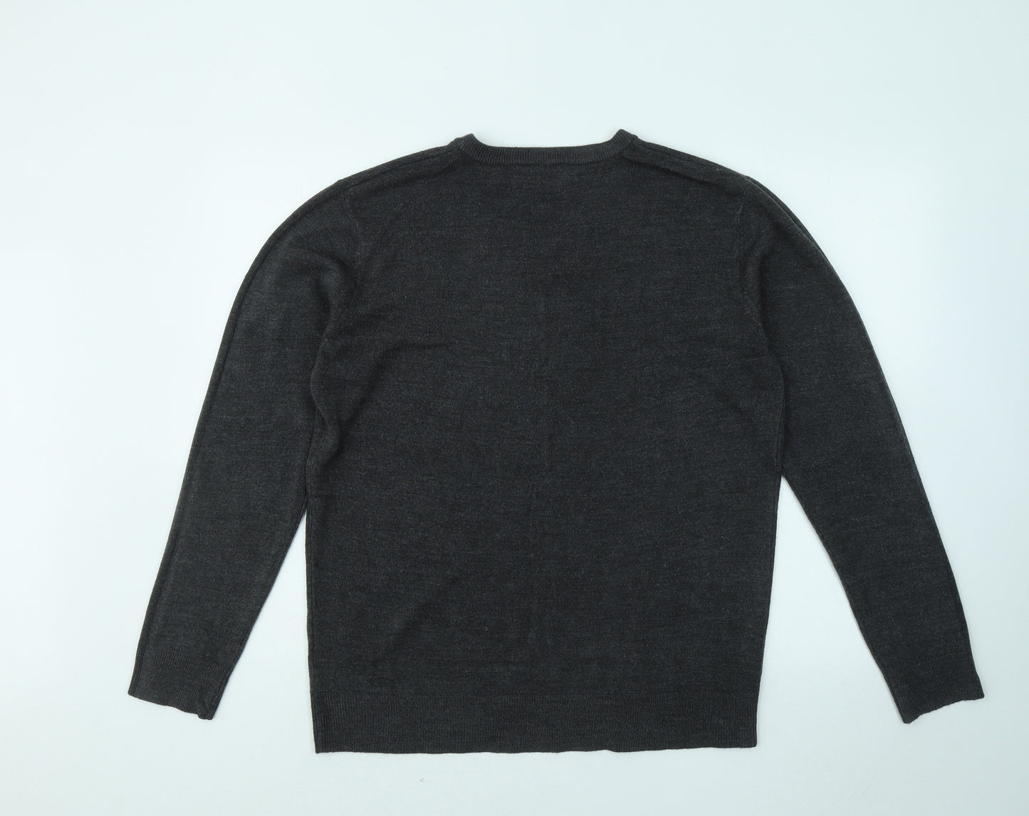 Easy Mens Grey Collared Acrylic Pullover Jumper Size L