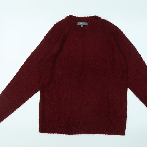 Studio Womens Red Round Neck Acrylic Pullover Jumper Size 8