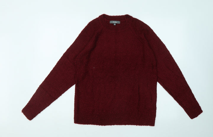 Studio Womens Red Round Neck Acrylic Pullover Jumper Size 8