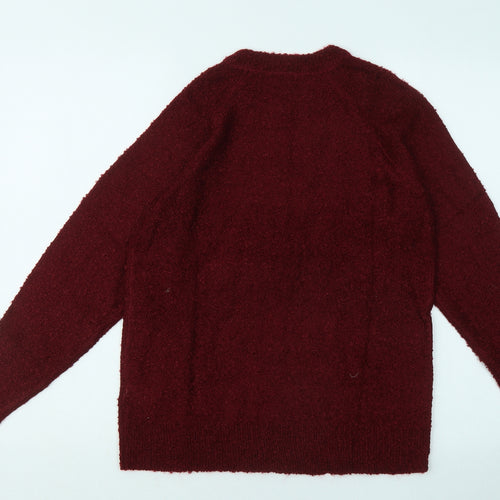 Studio Womens Red Round Neck Acrylic Pullover Jumper Size 8