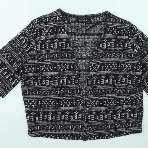 Atmosphere Womens Black V-Neck Geometric Polyester Cardigan Jumper Size 6