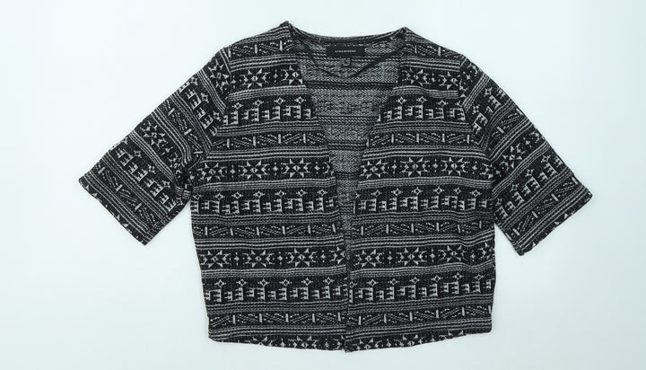 Atmosphere Womens Black V-Neck Geometric Polyester Cardigan Jumper Size 6