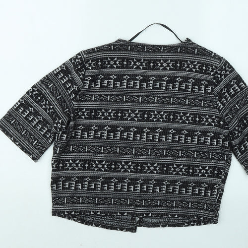 Atmosphere Womens Black V-Neck Geometric Polyester Cardigan Jumper Size 6