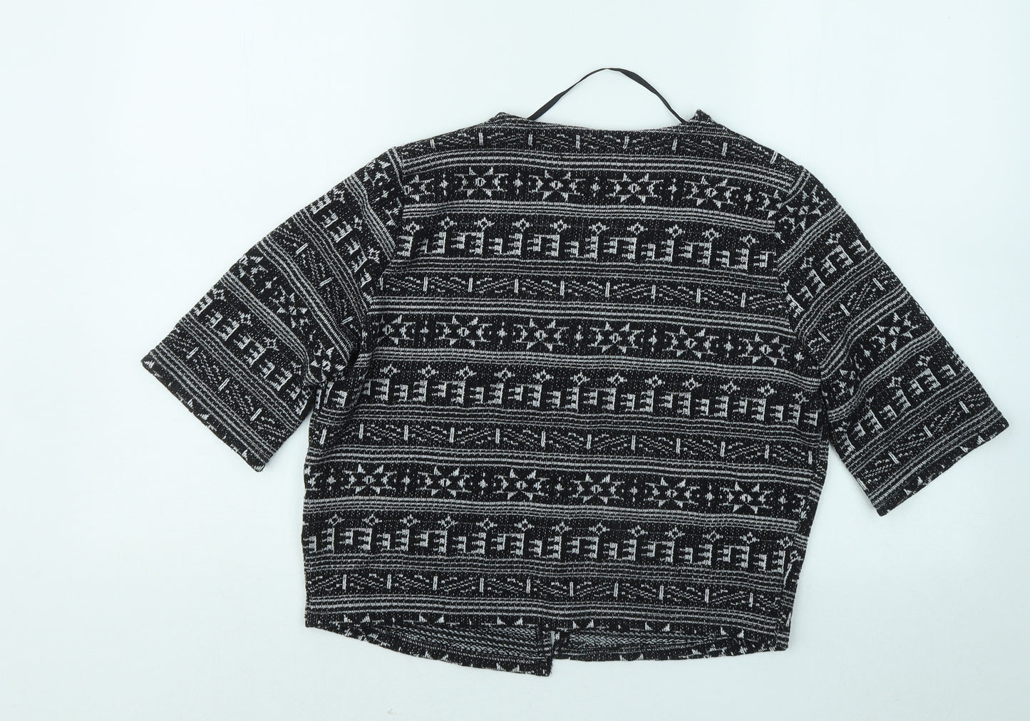 Atmosphere Womens Black V-Neck Geometric Polyester Cardigan Jumper Size 6